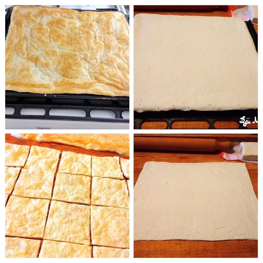 A tésztát megfeleztem, a gáztepsi méretére nyújtottam és 180 C fokon megsütöttem a tésztalapokat.