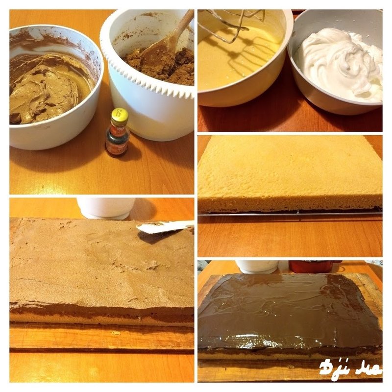 A tojásokat elválasztjuk a fehérjét a sárgájától. A tojássárgáját a cukorral és a vízzel jó sűrűre keverjük. A lisztet és a tojások keményre vert habját könnyedén hozzákeverjük.